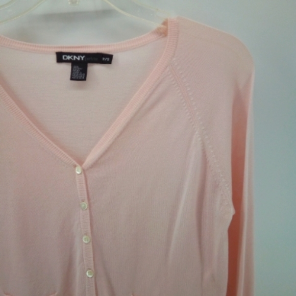 Vintage DKNY Petite Pink 100% Cotton Cardigan Formal Wedding Career S - Picture 8 of 8
